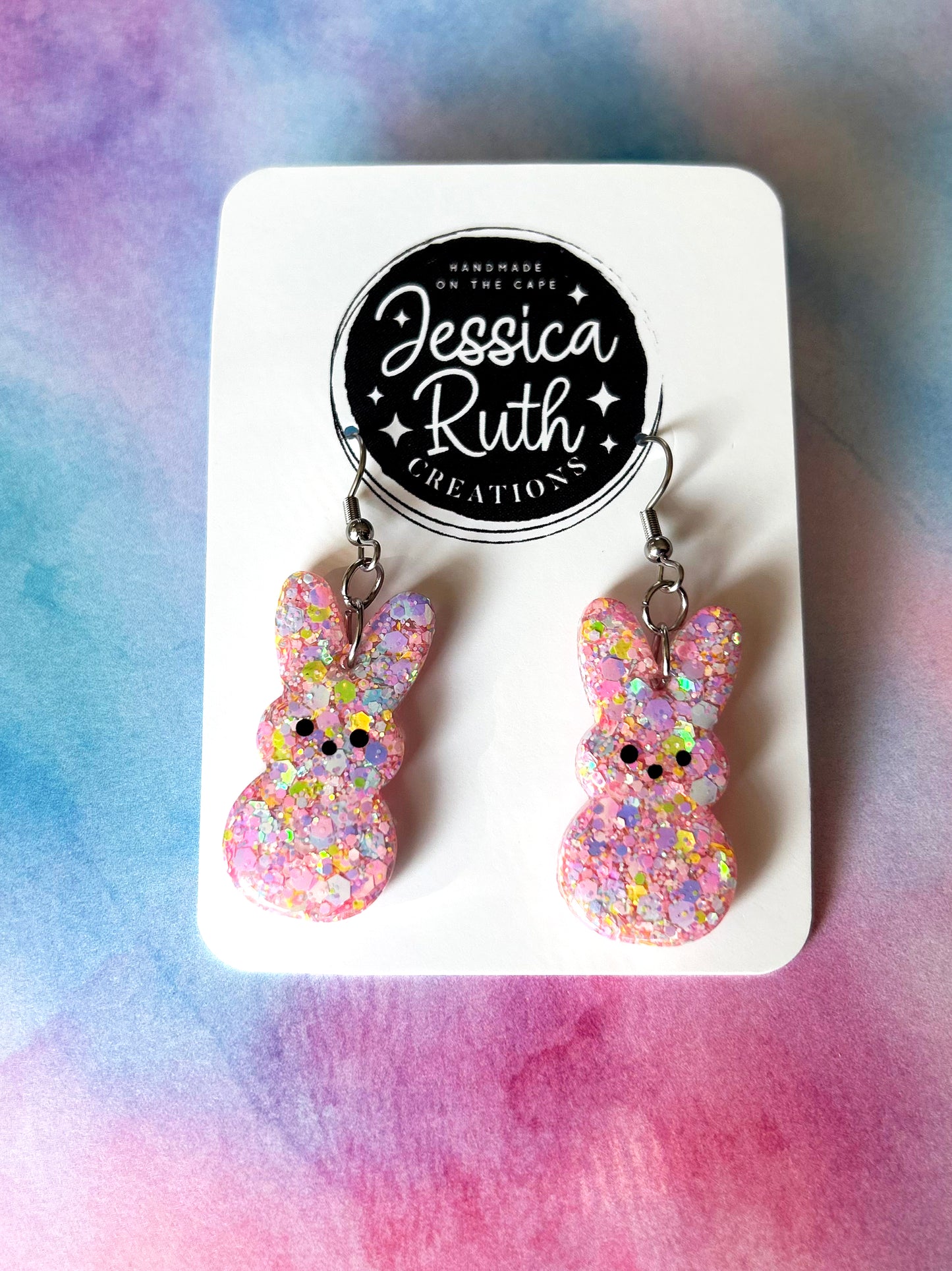 Big Easter Bunny Peep Dangle Earrings