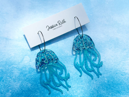 Beachy Blue Jellyfish Dangles