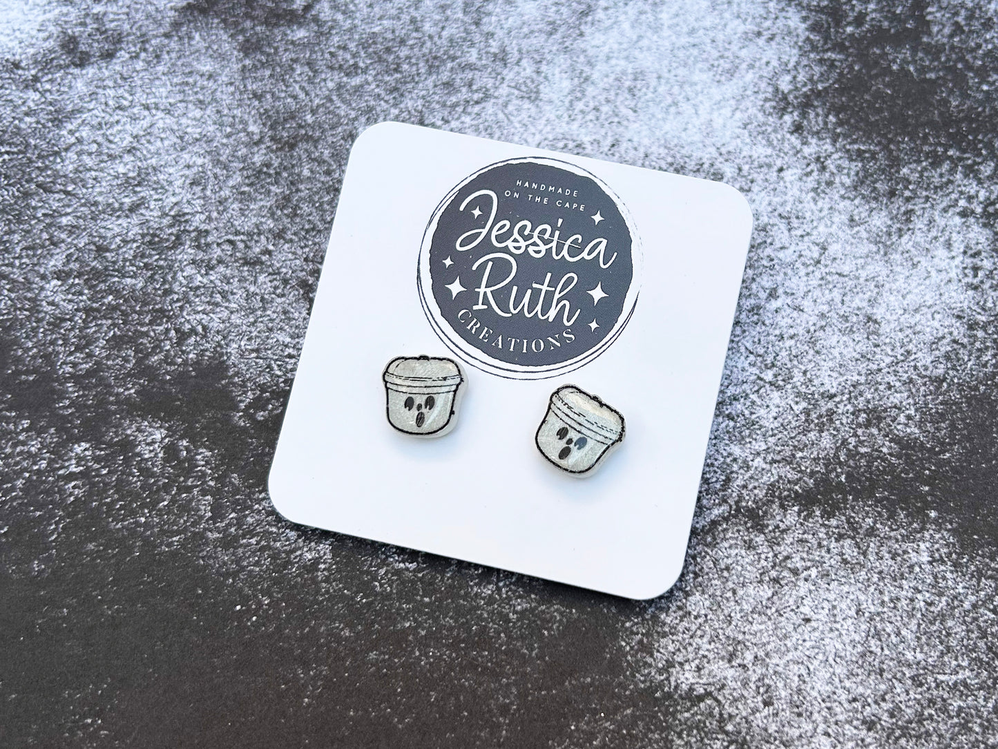 Glow In The Dark Boo Bucket Ghost Studs