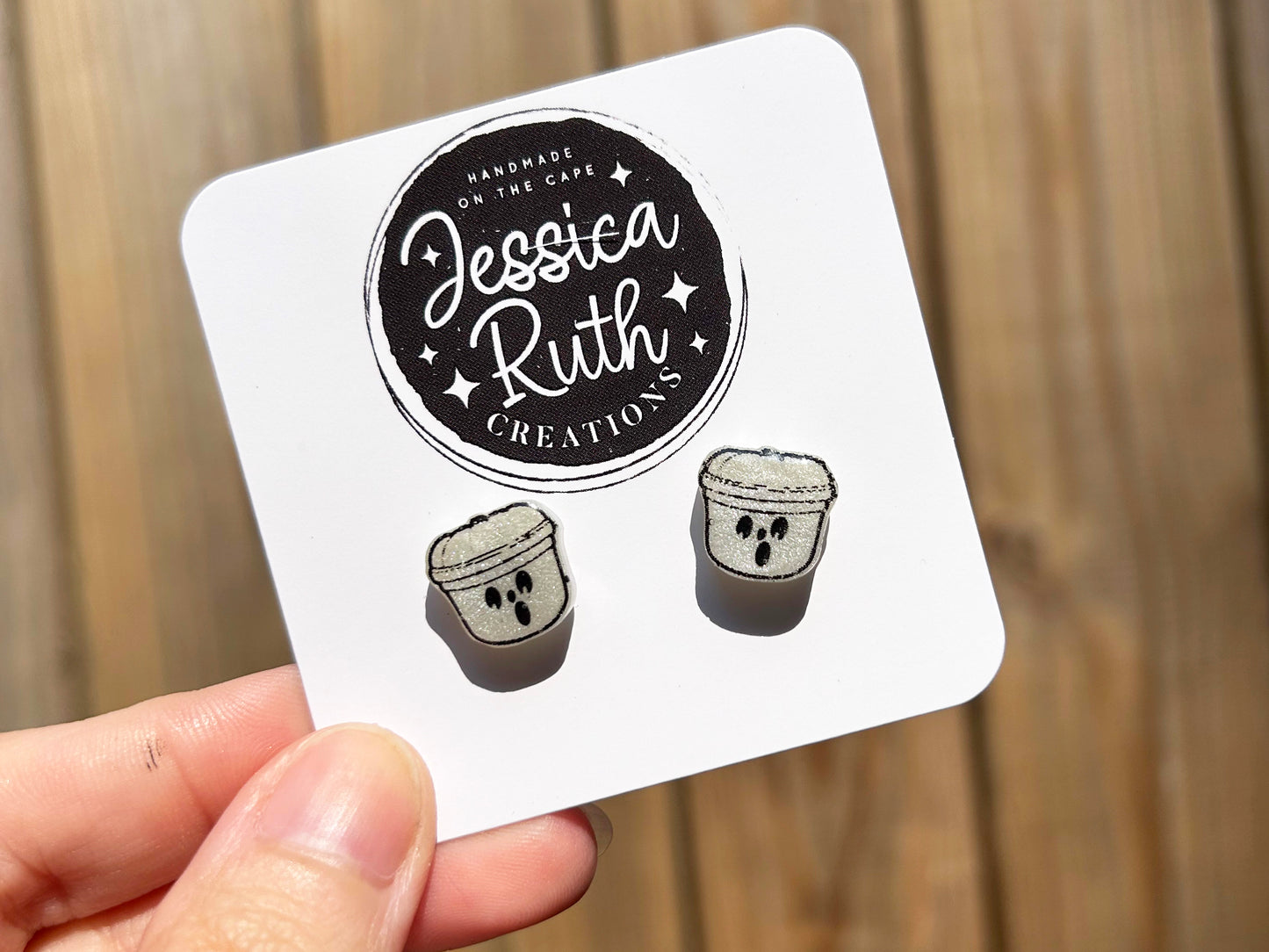 Glow In The Dark Boo Bucket Ghost Studs