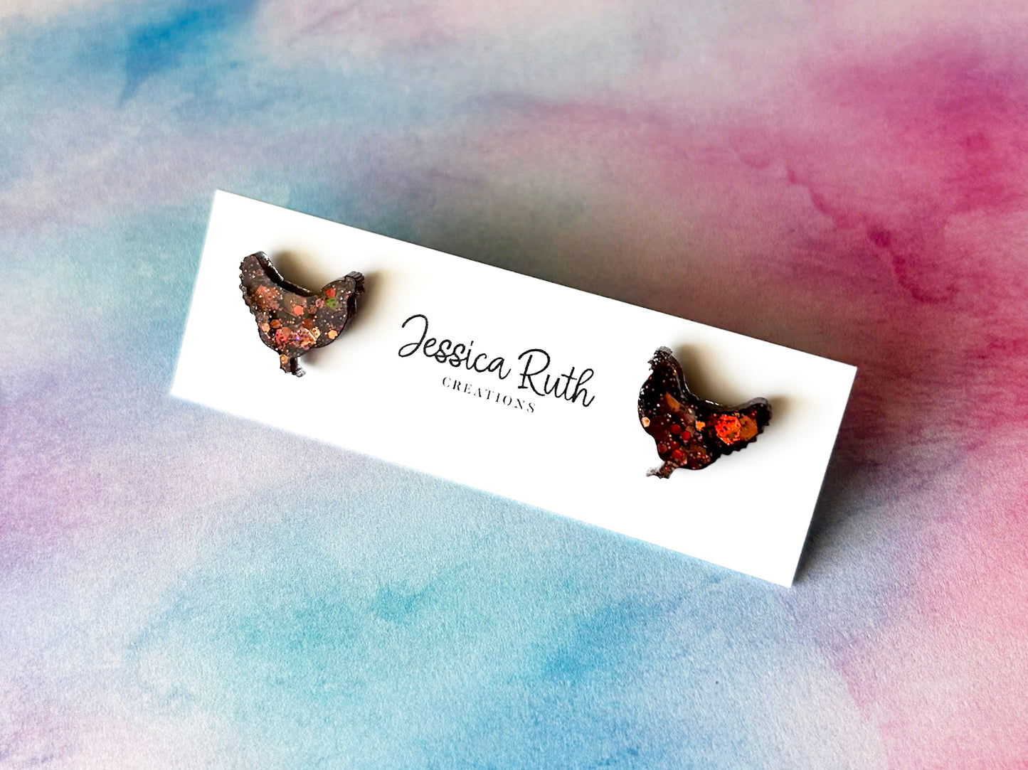Sparkly Chicken Studs