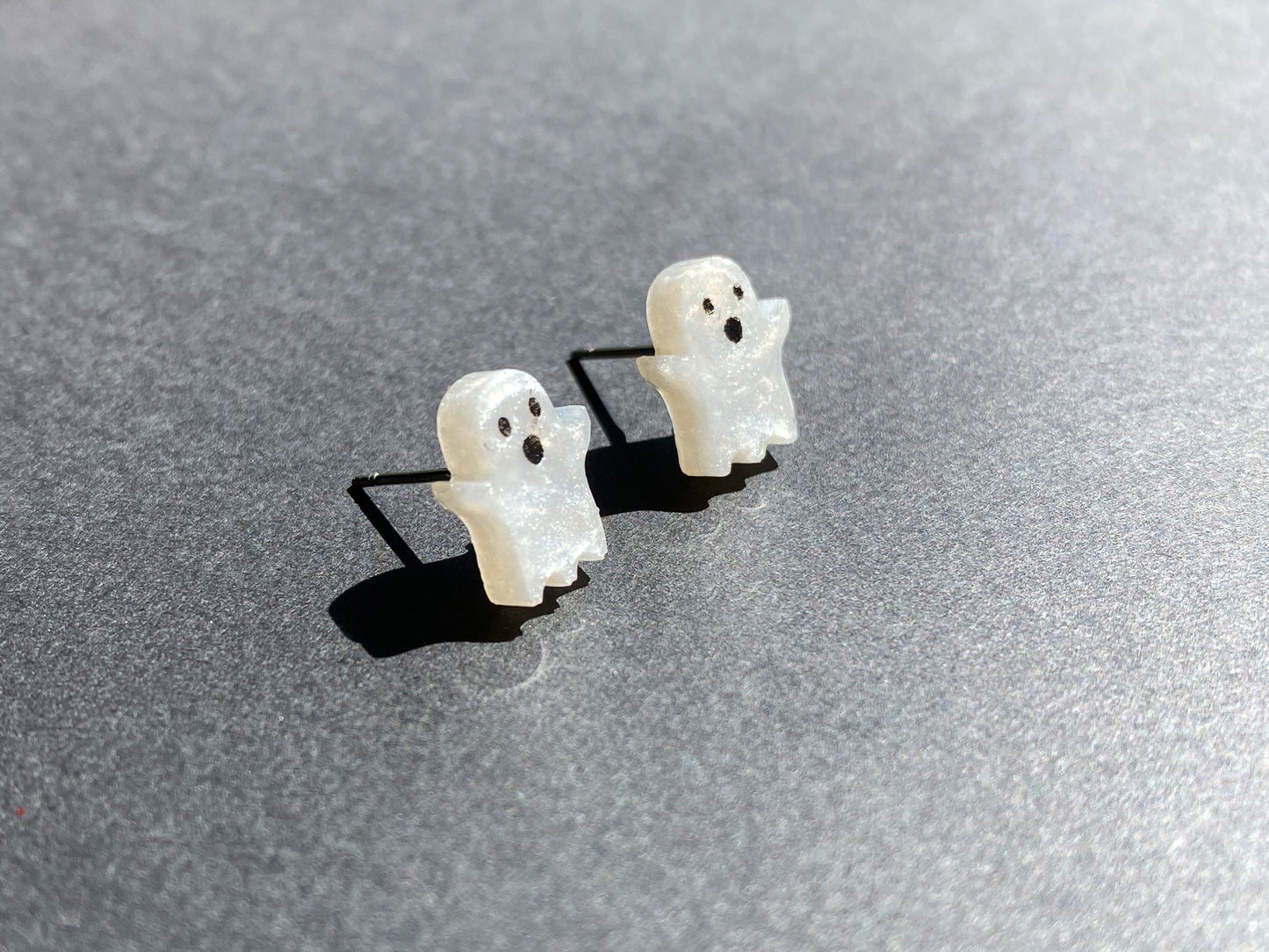 White Ghost Stud Earrings