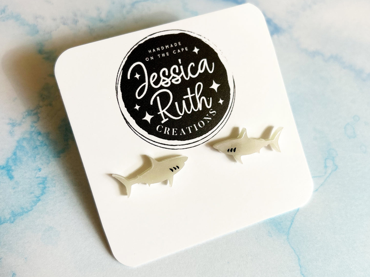 Glow In The Dark Shark Stud Earrings