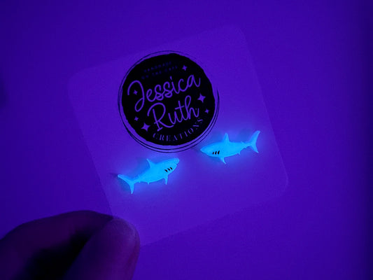 Glow In The Dark Shark Stud Earrings