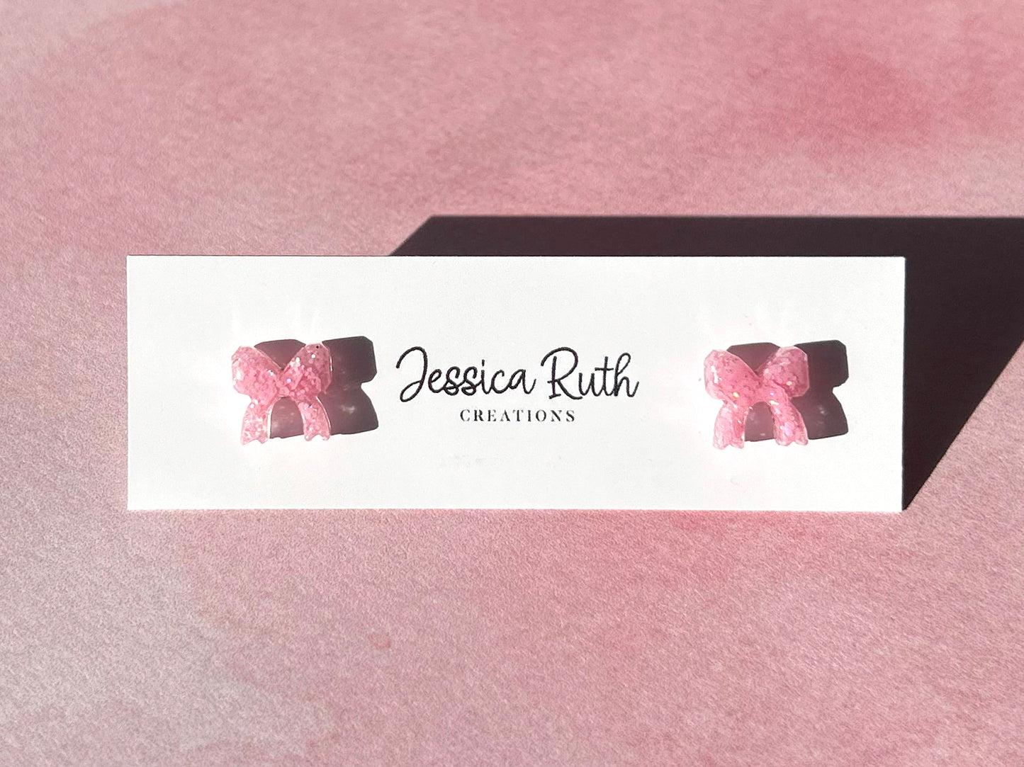Pink Bow Studs