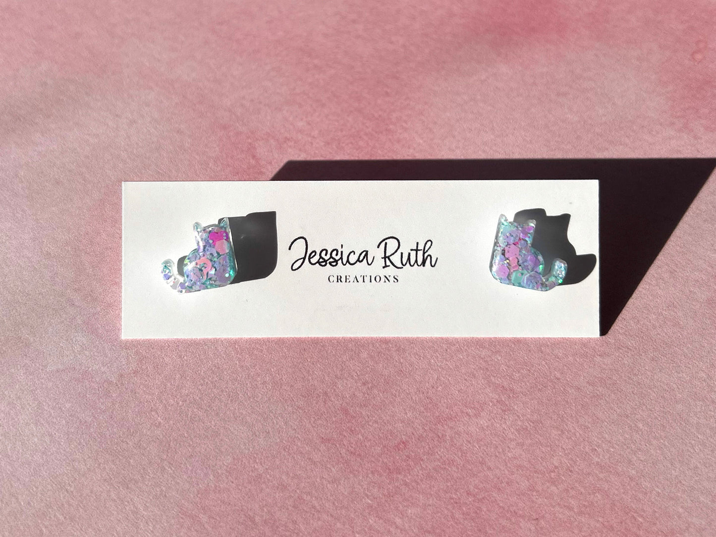 Pink and Blue Cat Studs