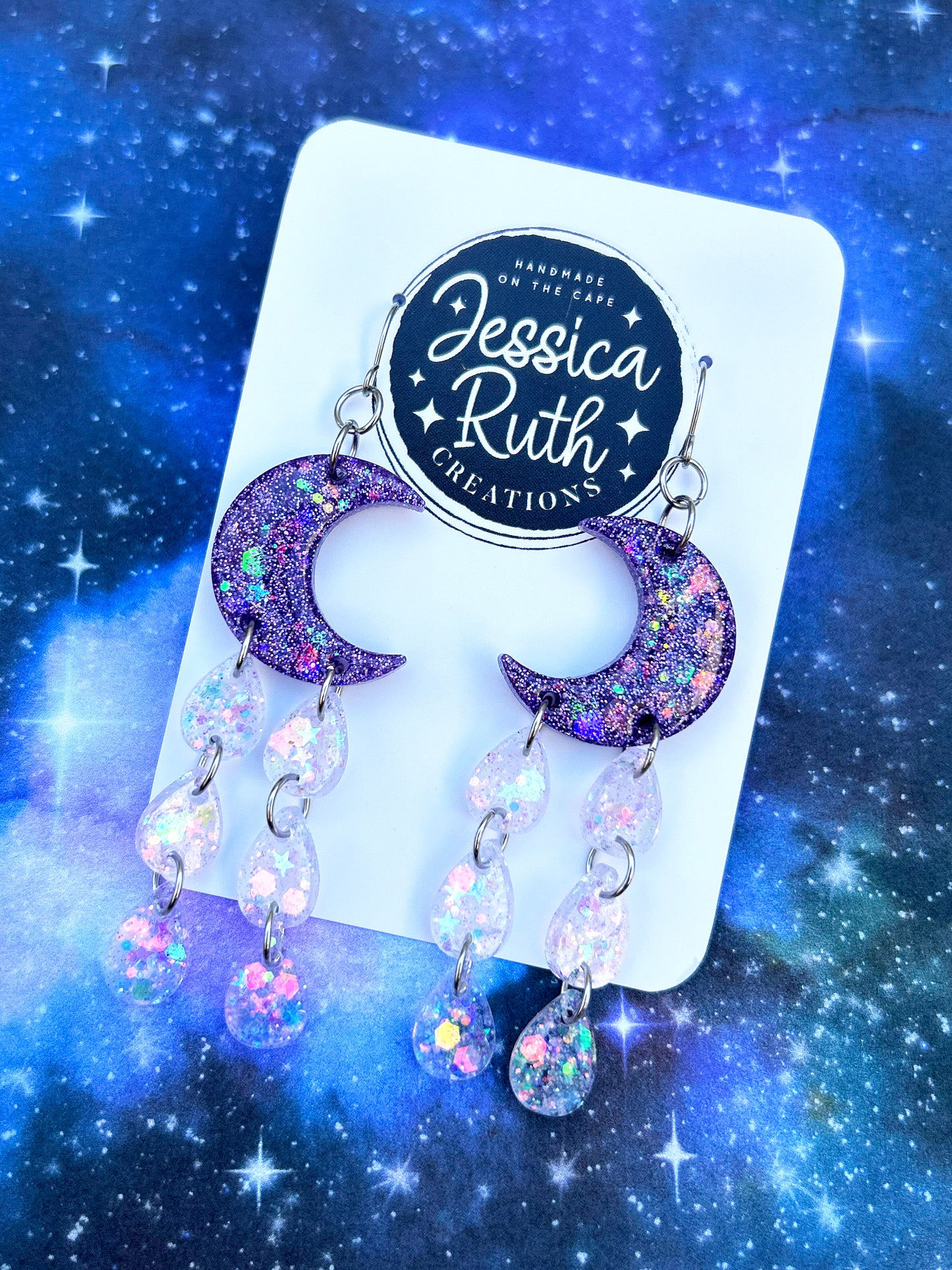 Purple Moon Drop Dangles