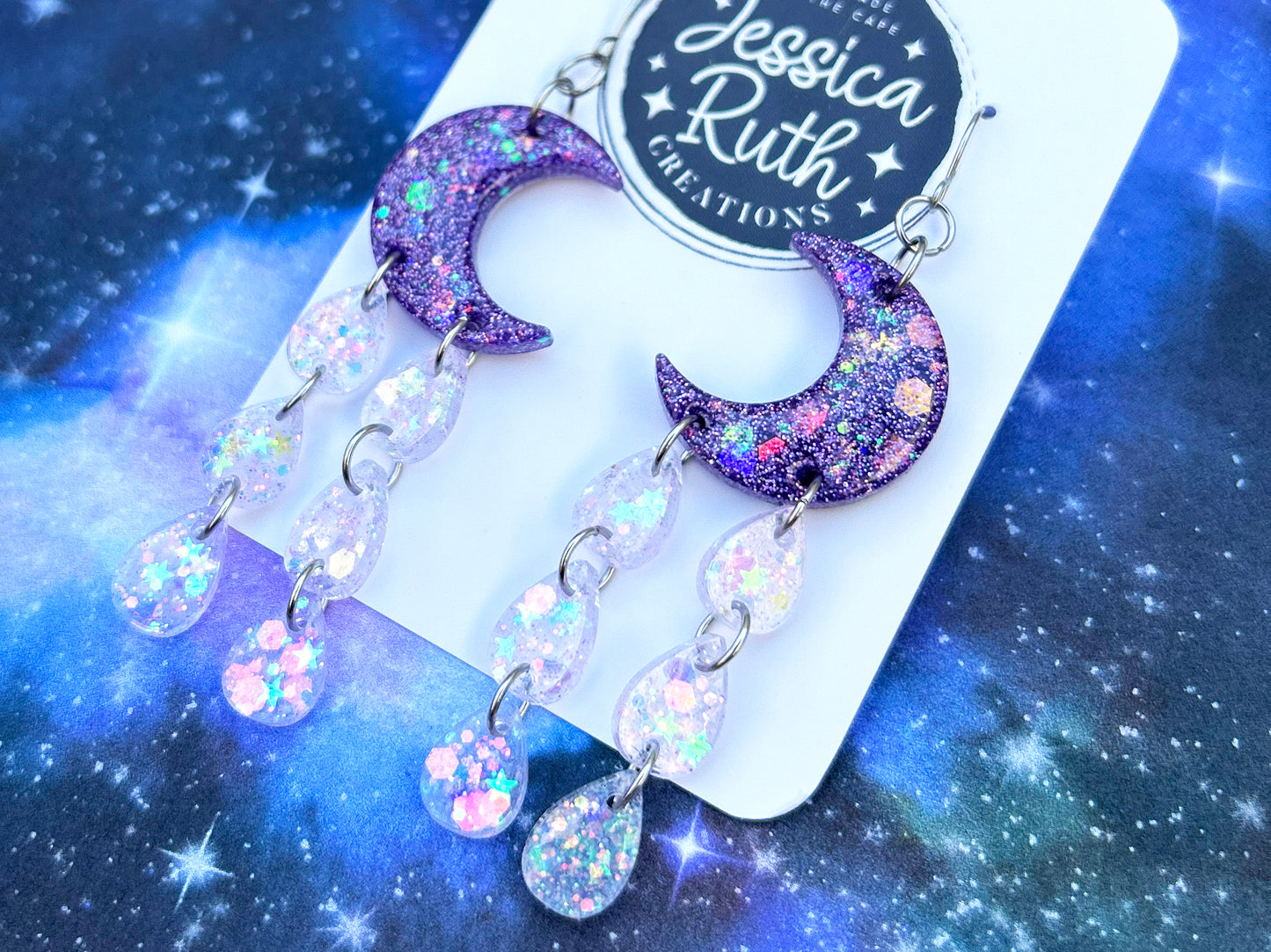 Purple Moon Drop Dangles