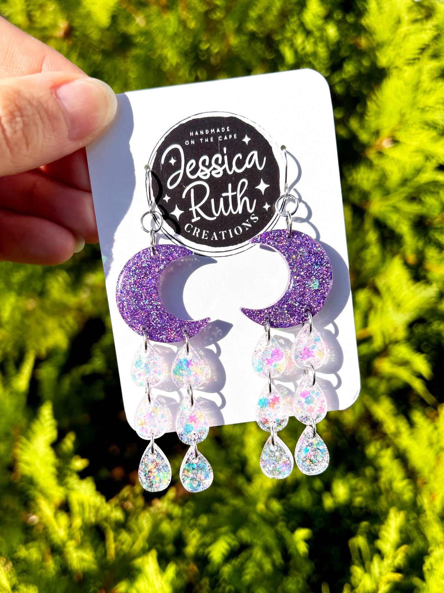 Purple Moon Drop Dangles
