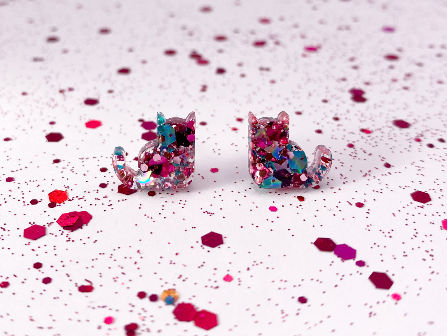 Cute Kitty Cat Stud Earrings - Multiple Colors!