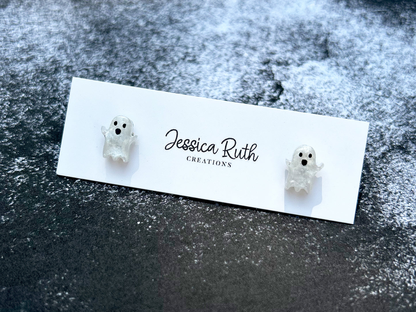 White Ghost Stud Earrings