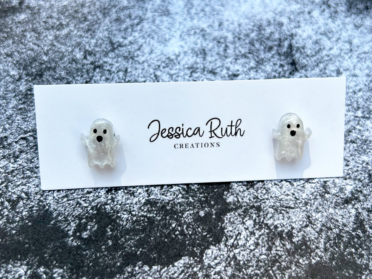 White Ghost Stud Earrings