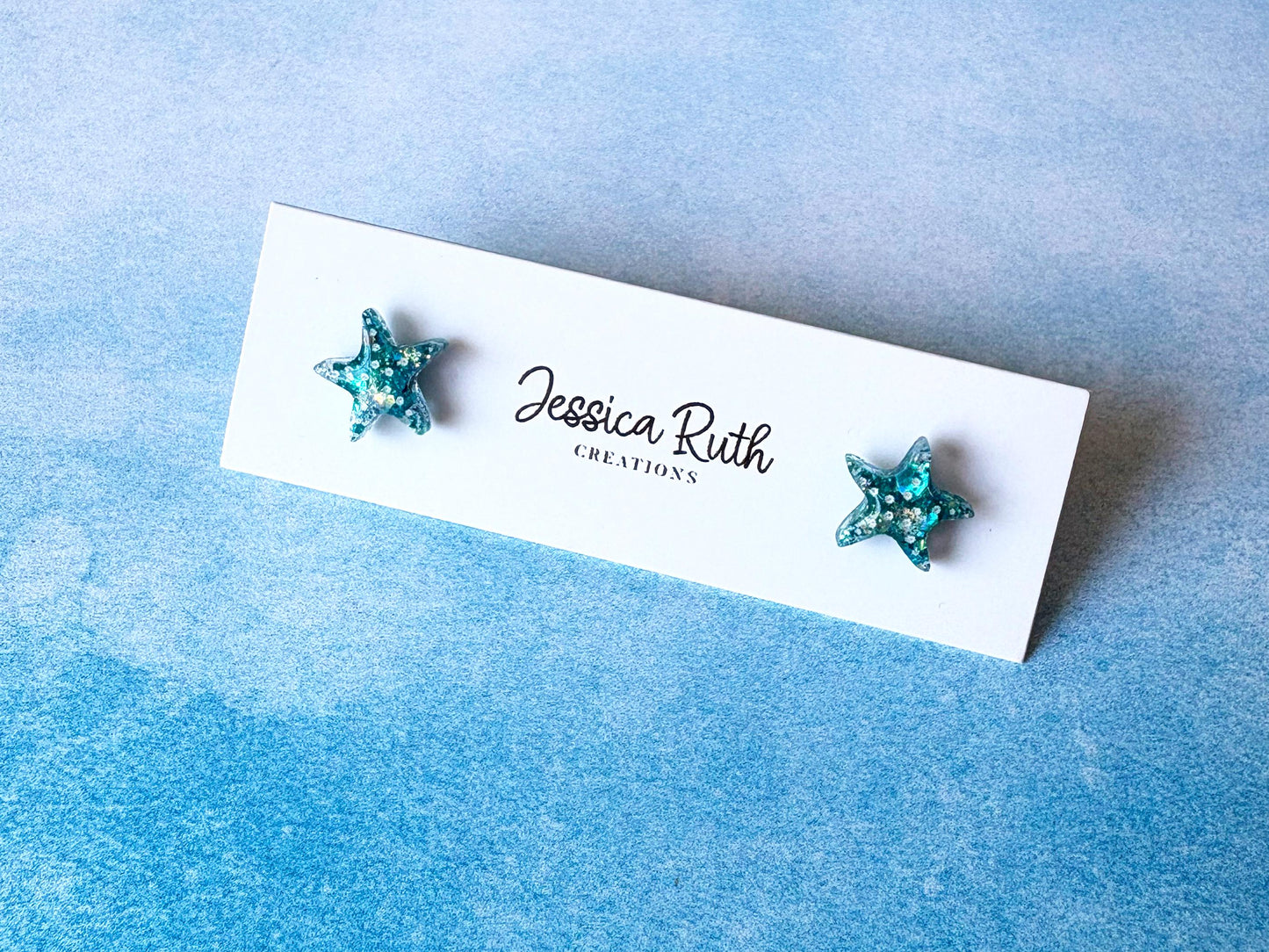 Handmade Glitter Starfish Stud Earrings: Beachy Summer Jewelry