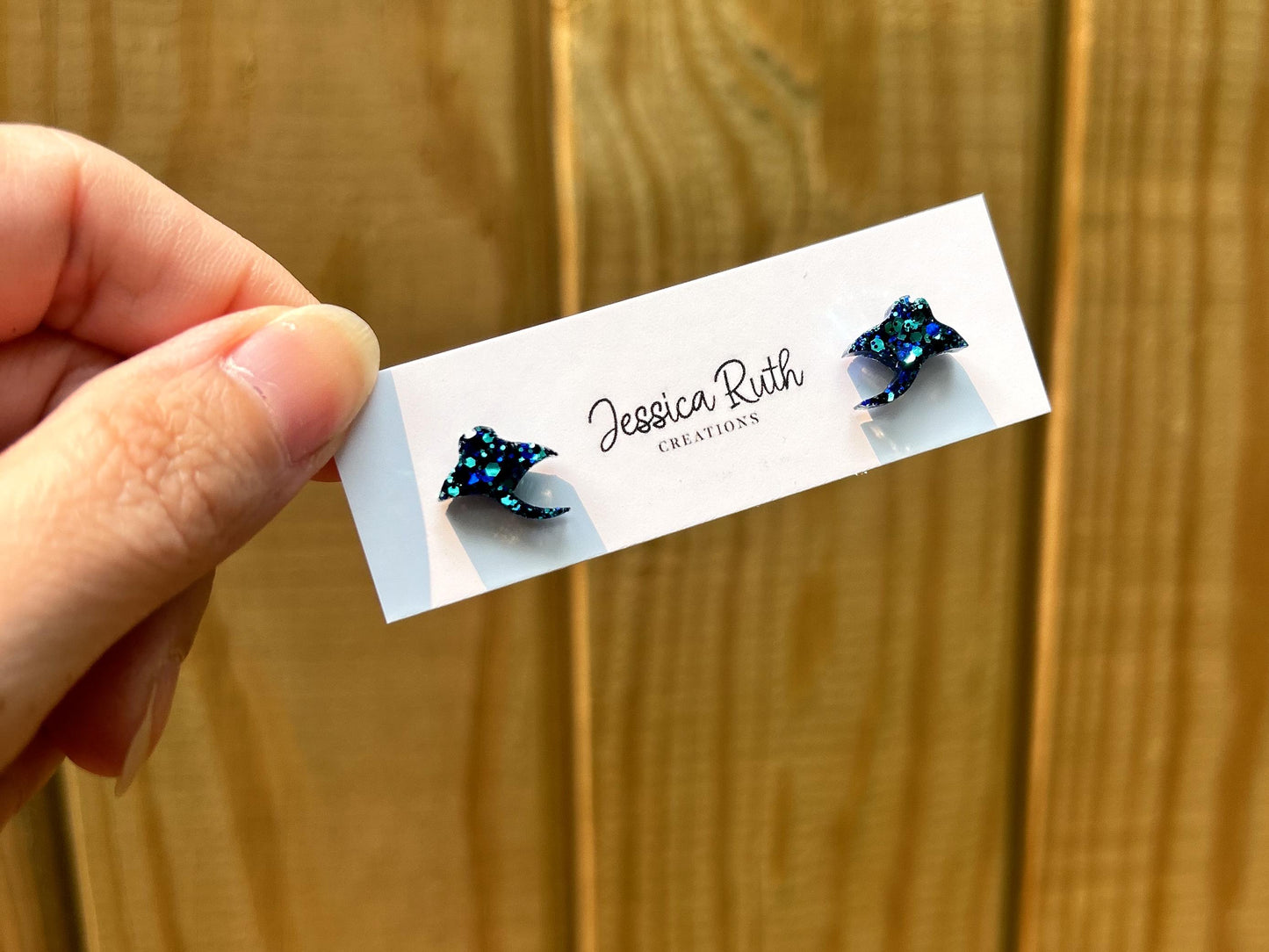 Handmade Manta Ray Stud Earrings, Multiple Color Options