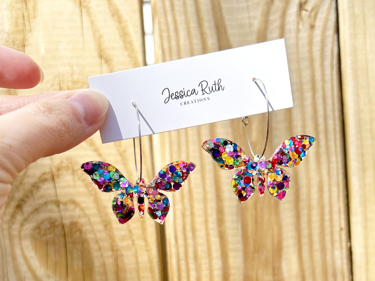 Butterfly Hoop Dangle Earrings - Multiple Color Options!