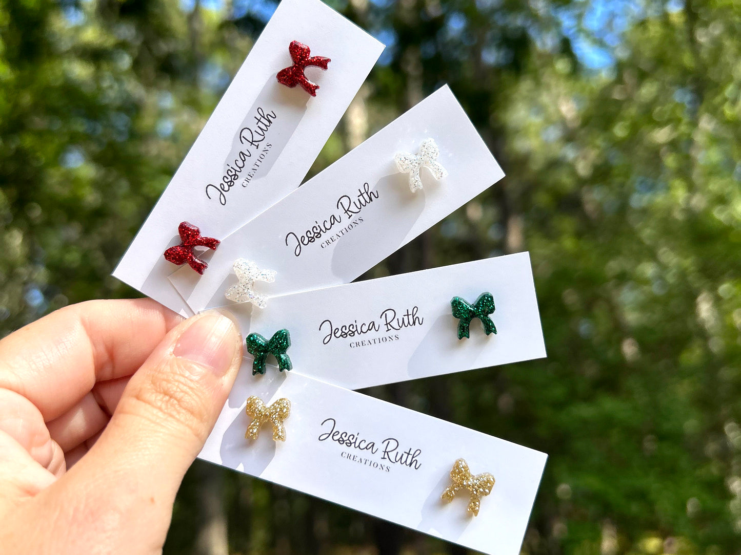 Tiny Holiday Bow Studs