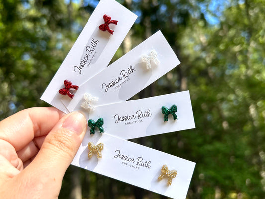 Tiny Holiday Bow Studs