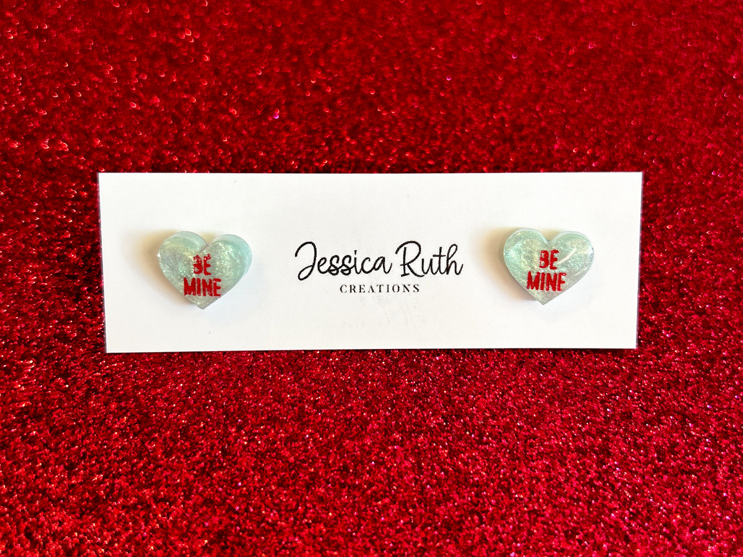 Valentine's Day Conversation Heart Stud Earrings - Matching Pair