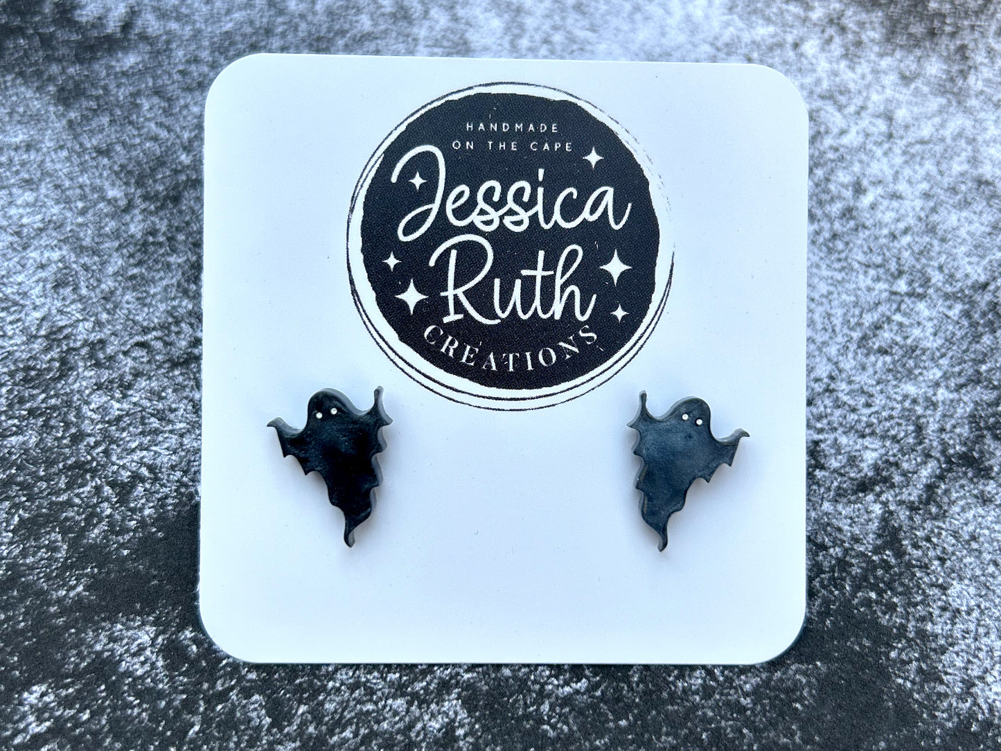 Spooky Black Ghost Stud Earrings
