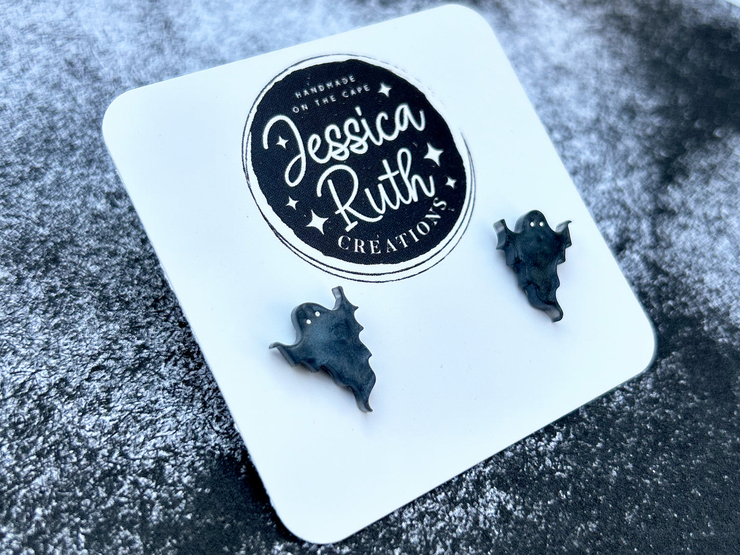 Spooky Black Ghost Stud Earrings