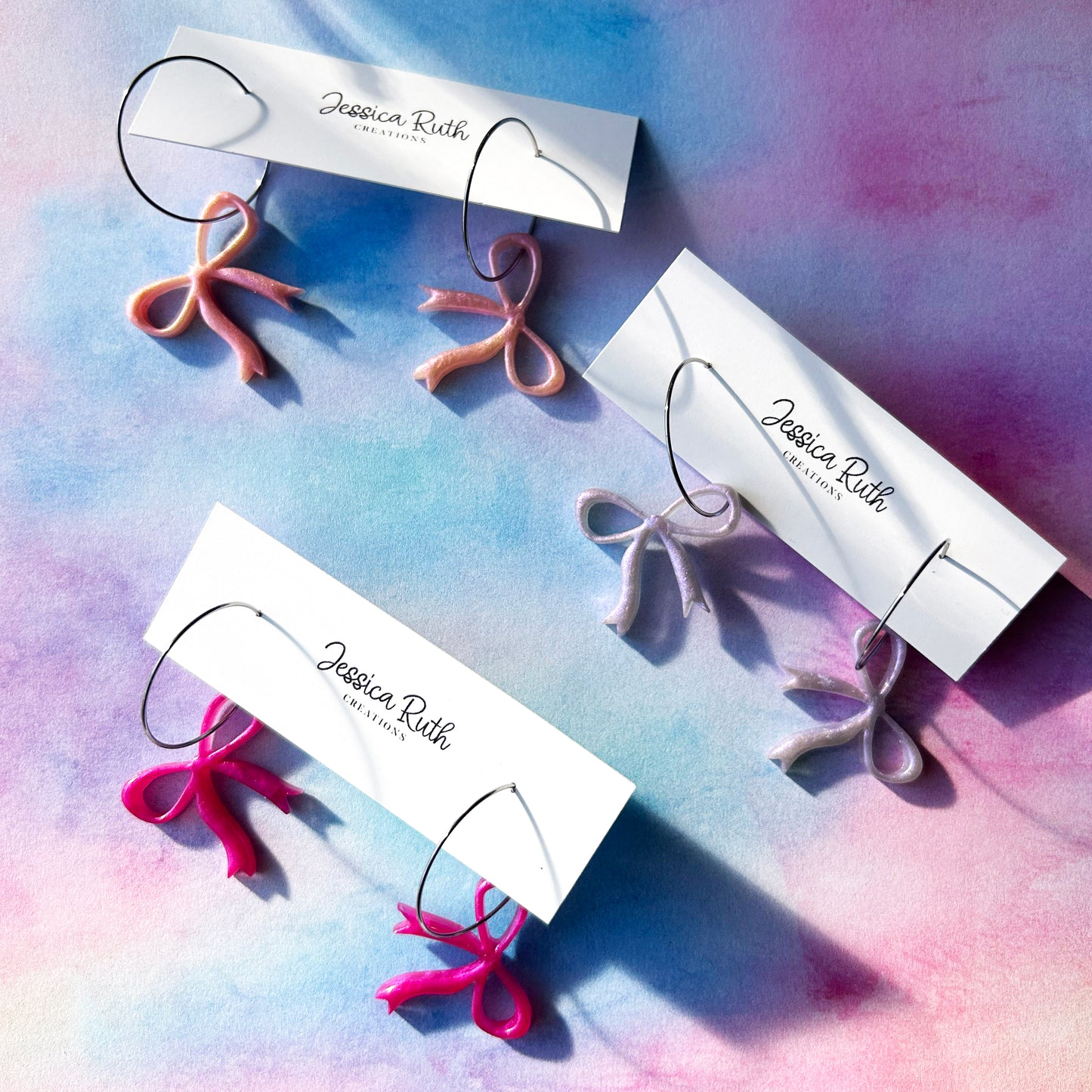 Dainty Bow Hoop Dangles