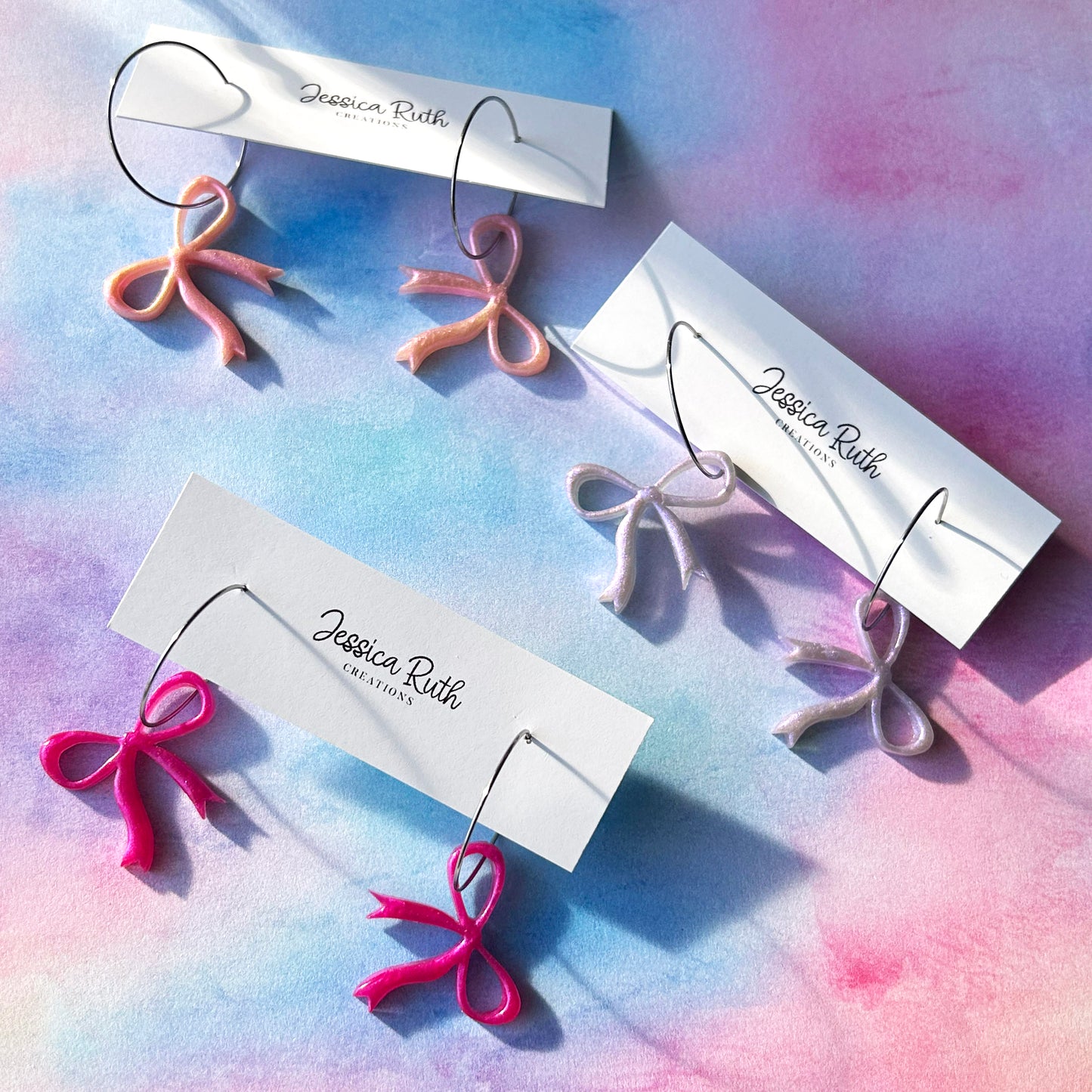 Dainty Bow Hoop Dangles