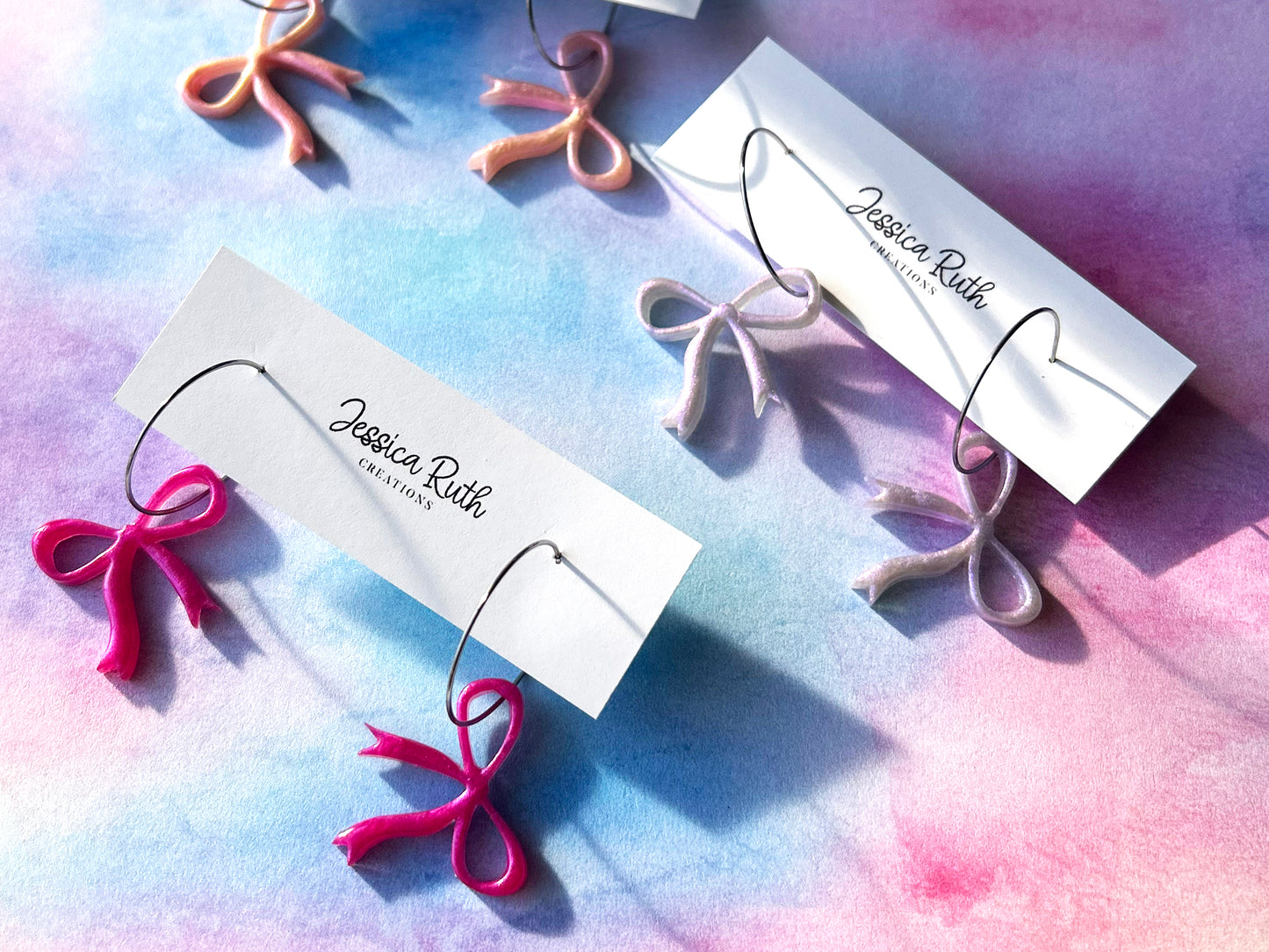 Dainty Bow Hoop Dangles