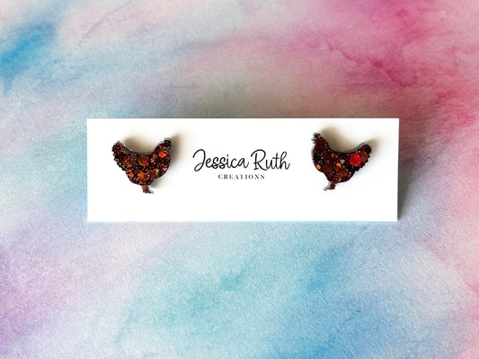 Sparkly Chicken Studs