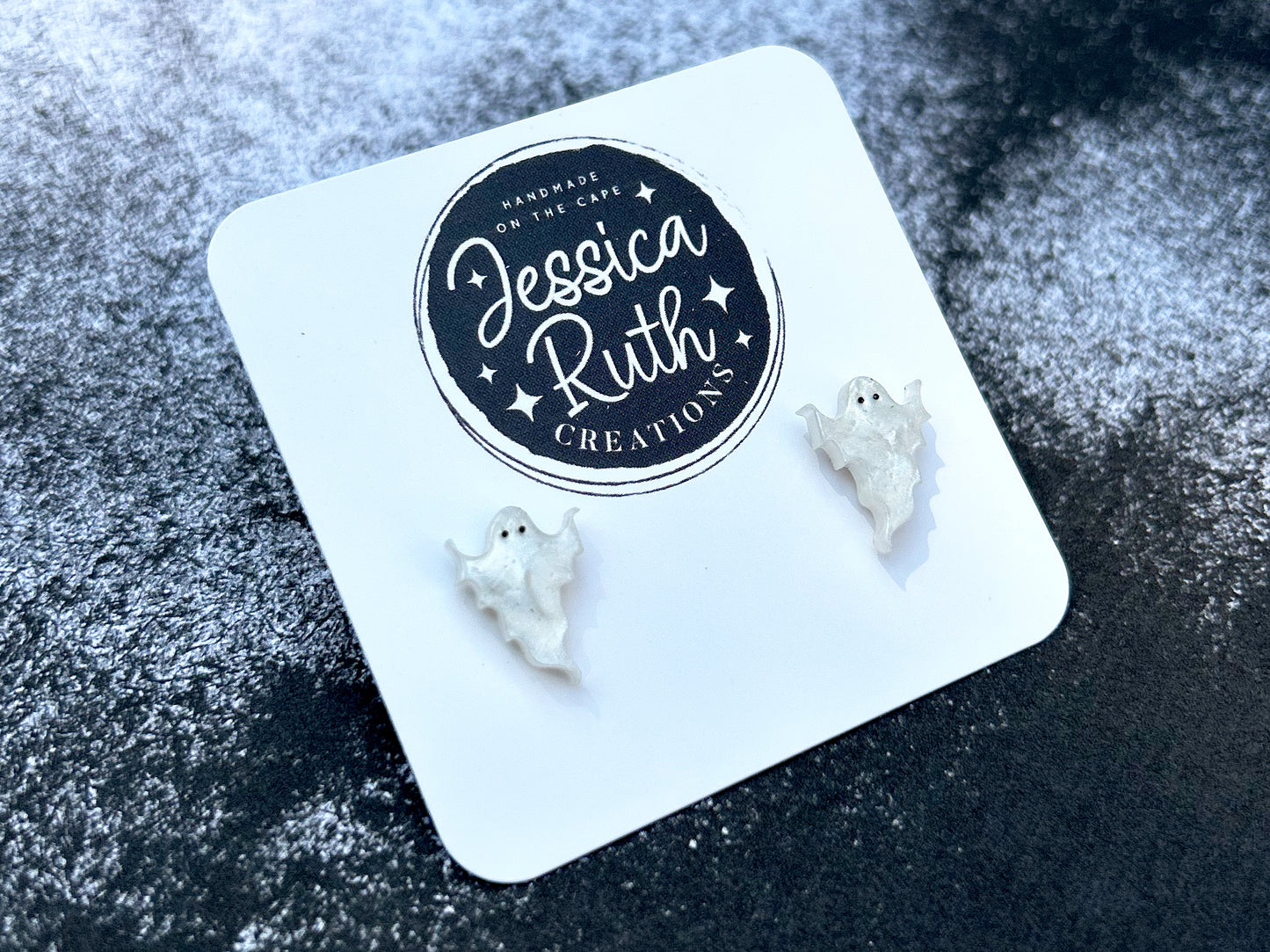 Spooky White Ghost Stud Earrings