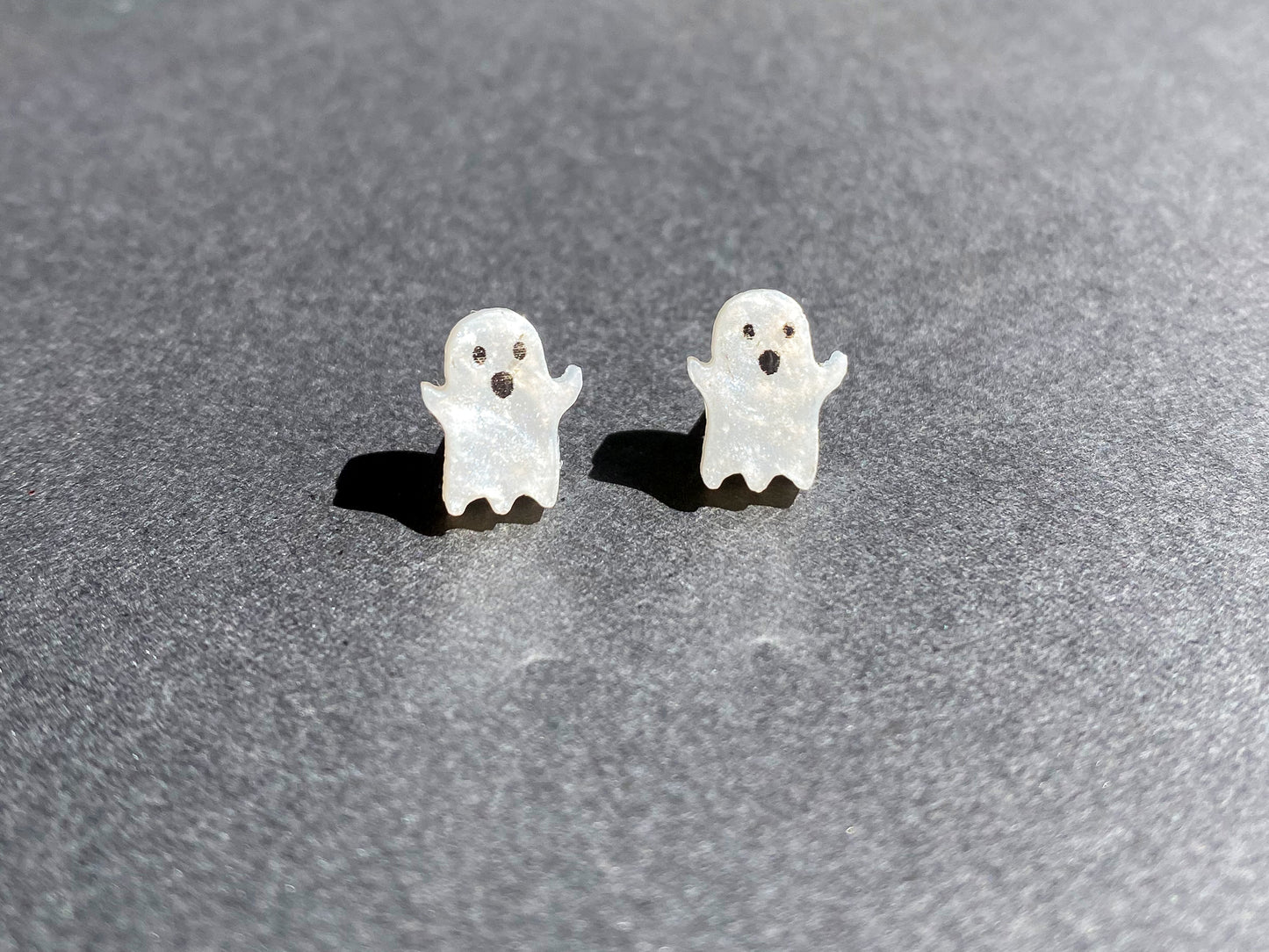 White Ghost Stud Earrings