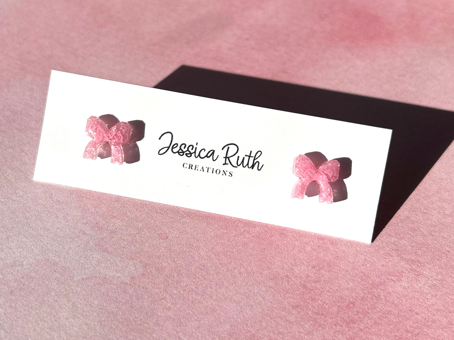 Pink Bow Studs