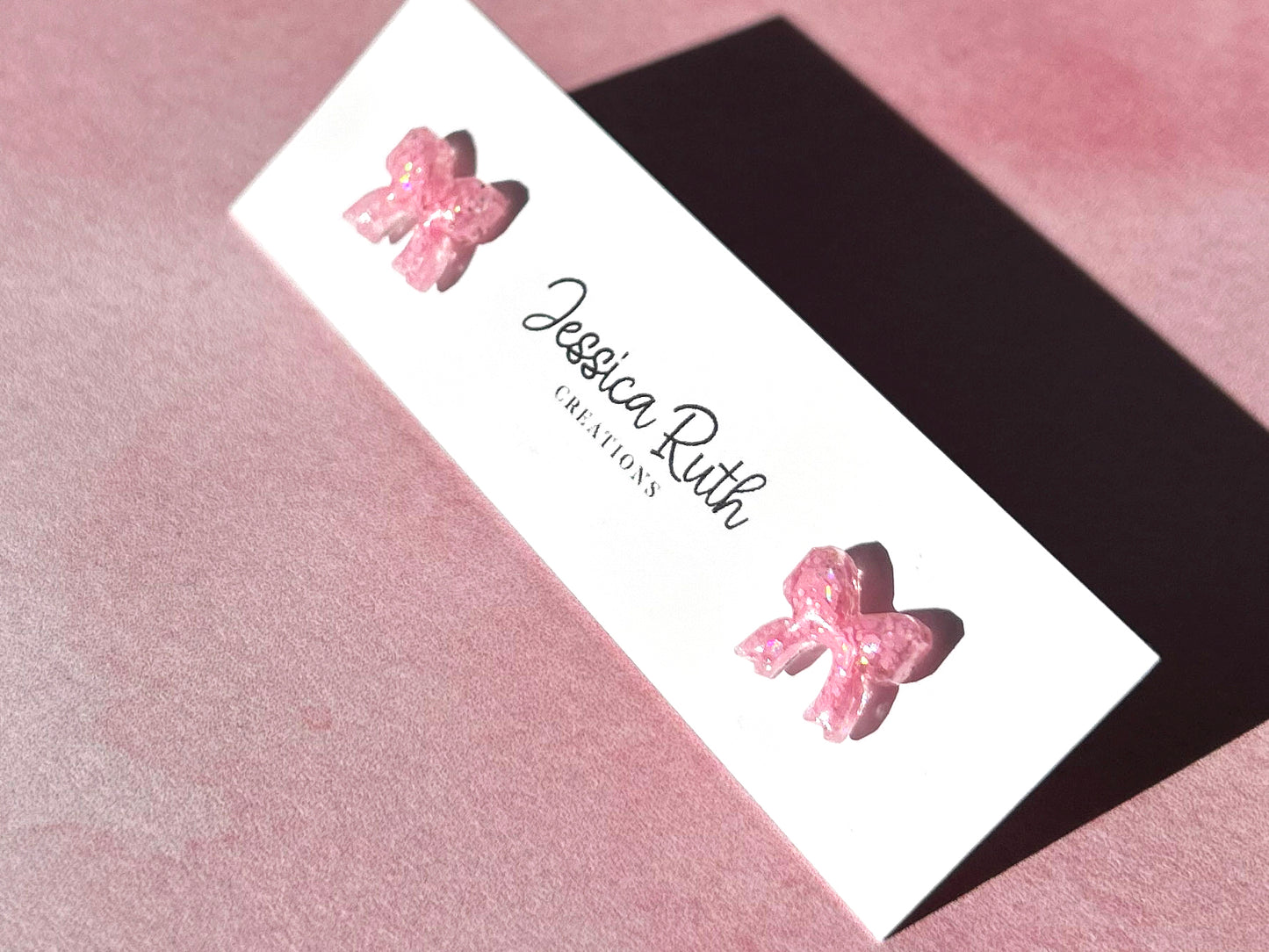 Pink Bow Studs