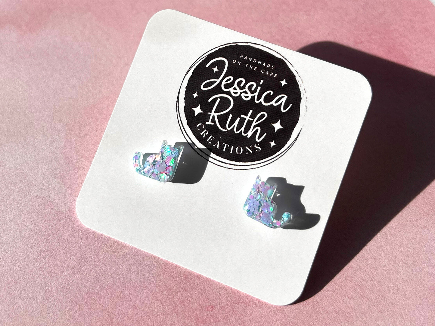 Pink and Blue Cat Studs