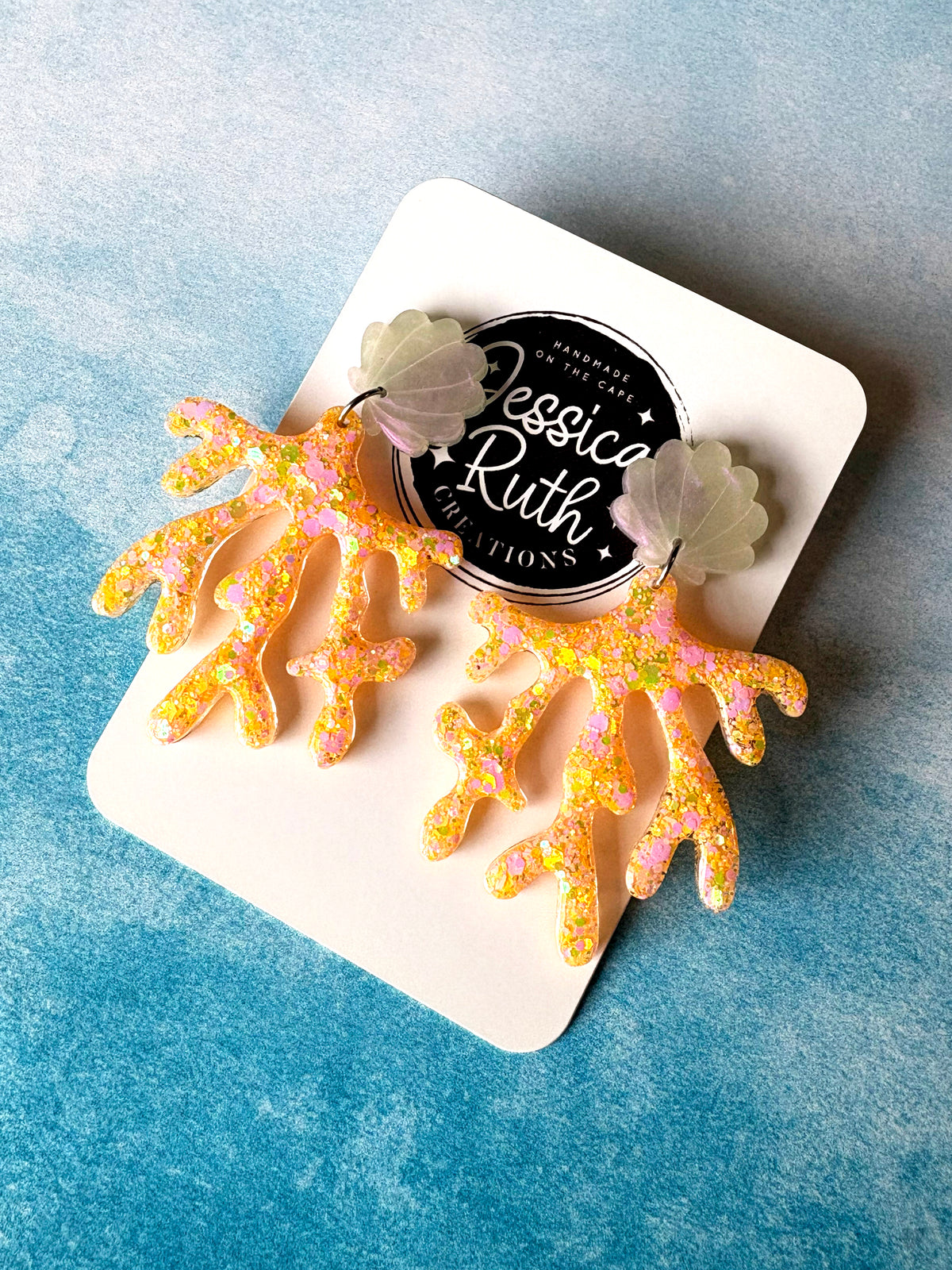 Sunset Seashell Coral Dangles