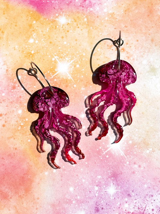Magenta Jellyfish Hoops