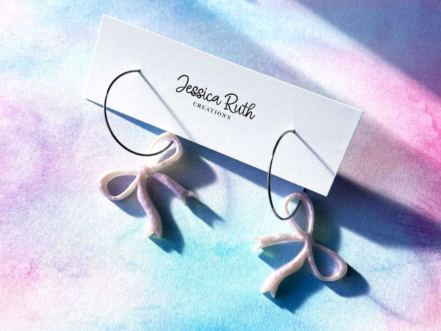 Dainty Bow Hoop Dangles