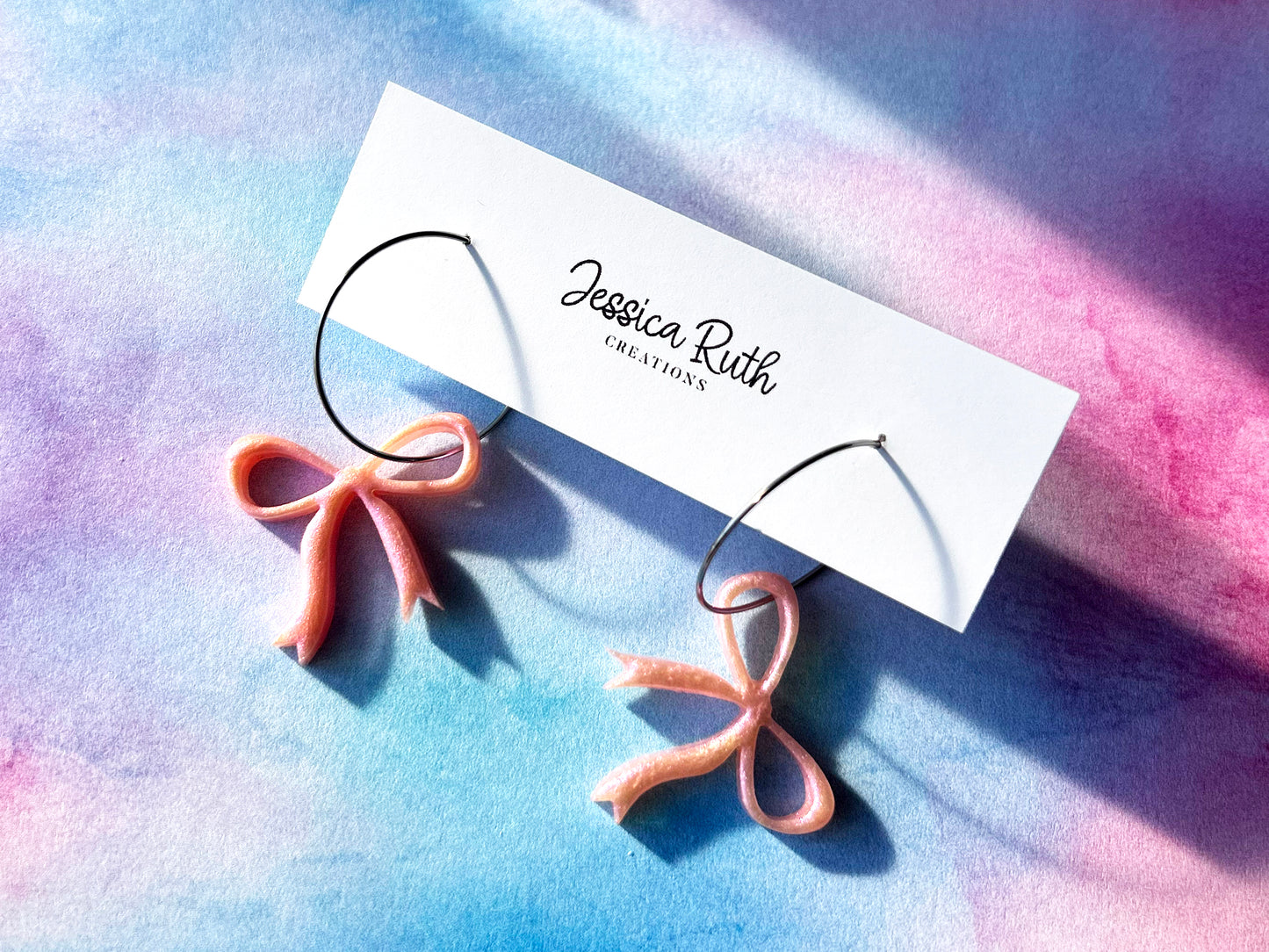 Dainty Bow Hoop Dangles
