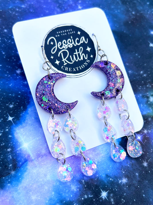 Purple Moon Drop Dangles