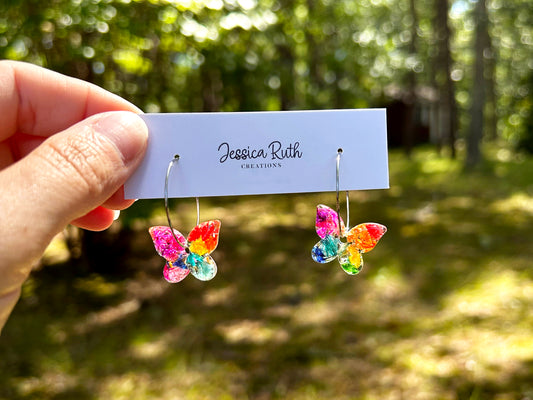 Rainbow Butterfly Hoops