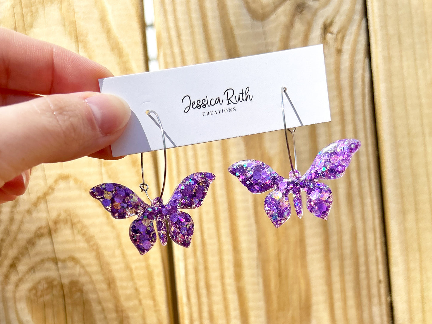 Butterfly Hoop Dangle Earrings - Multiple Color Options!