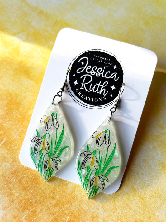 Spring Snowdrop Dangle Earrings