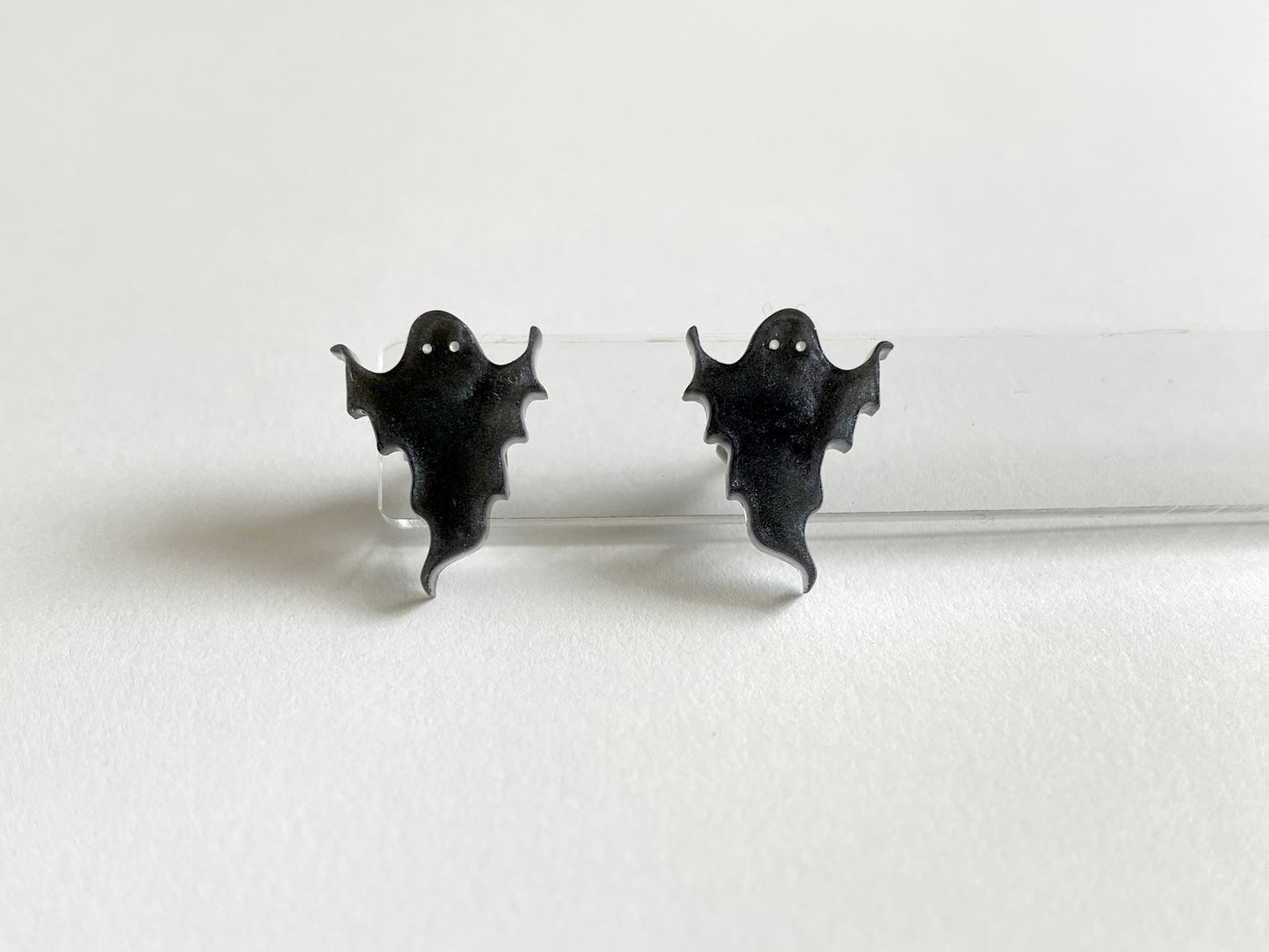 Spooky Black Ghost Stud Earrings