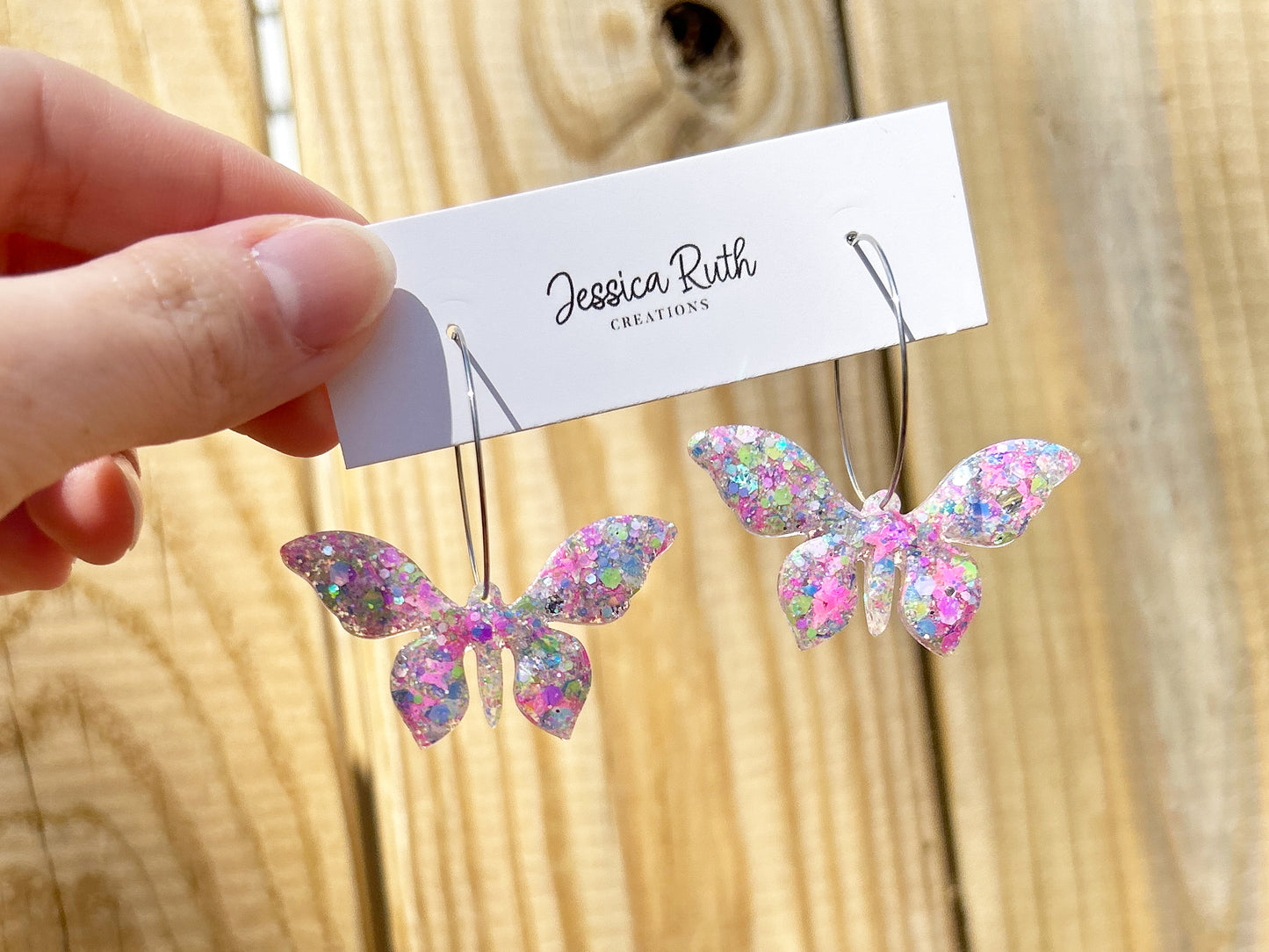 Butterfly Hoop Dangle Earrings - Multiple Color Options!