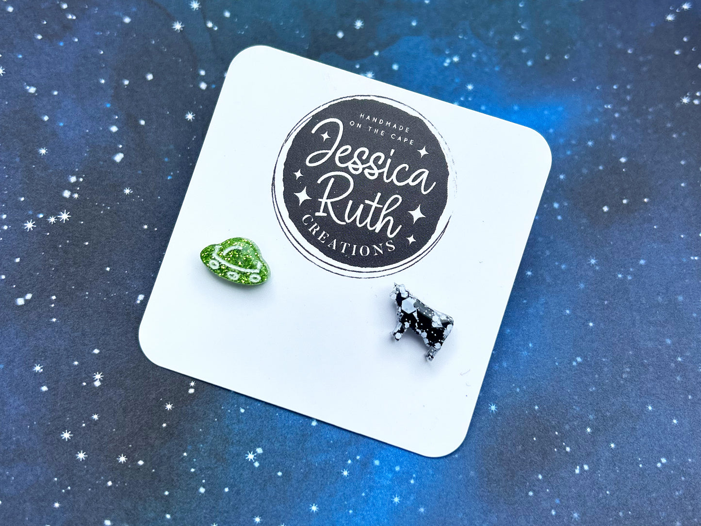 UFO and Cow Stud Earrings