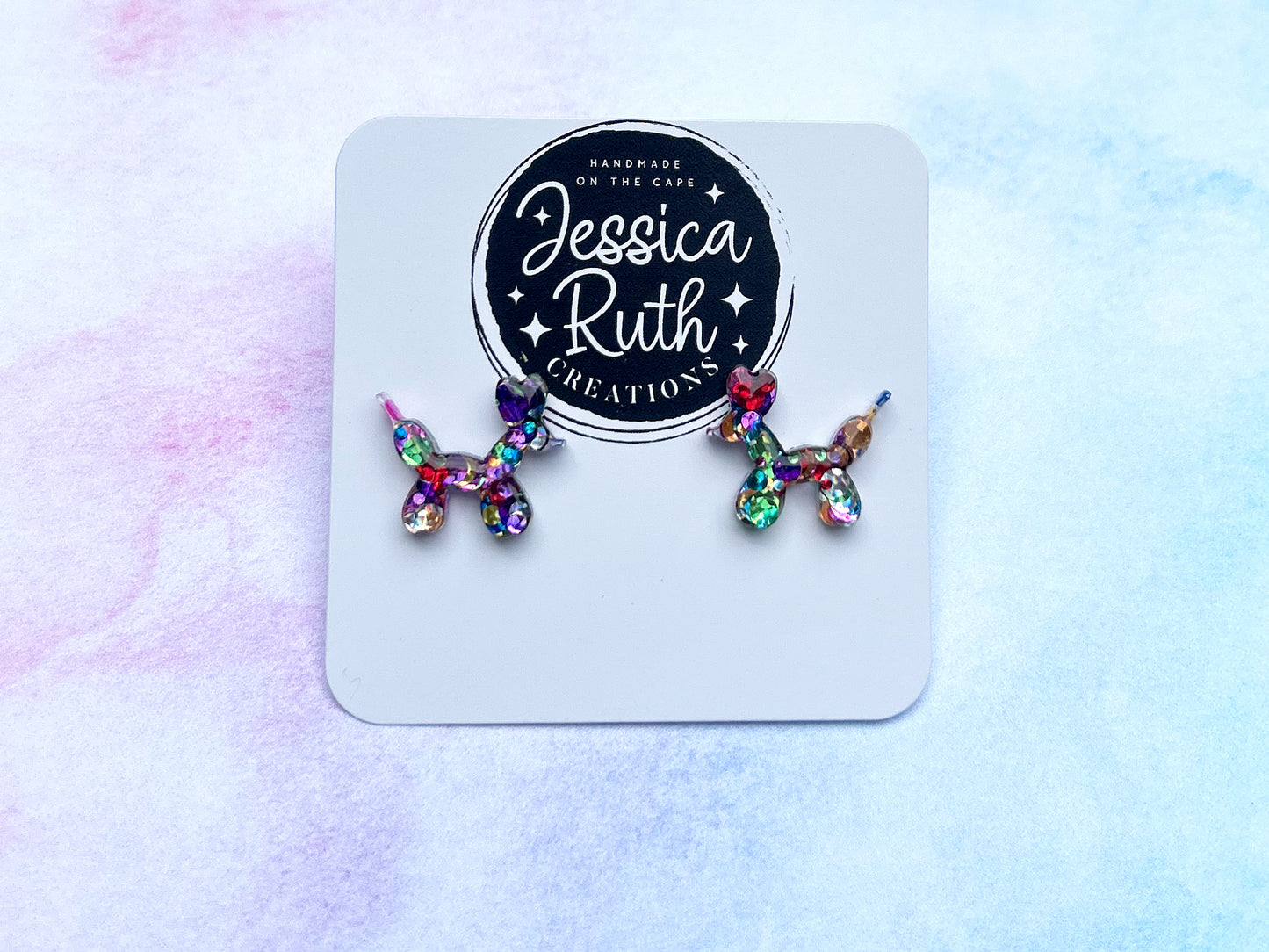 Rainbow Balloon Dog Stud