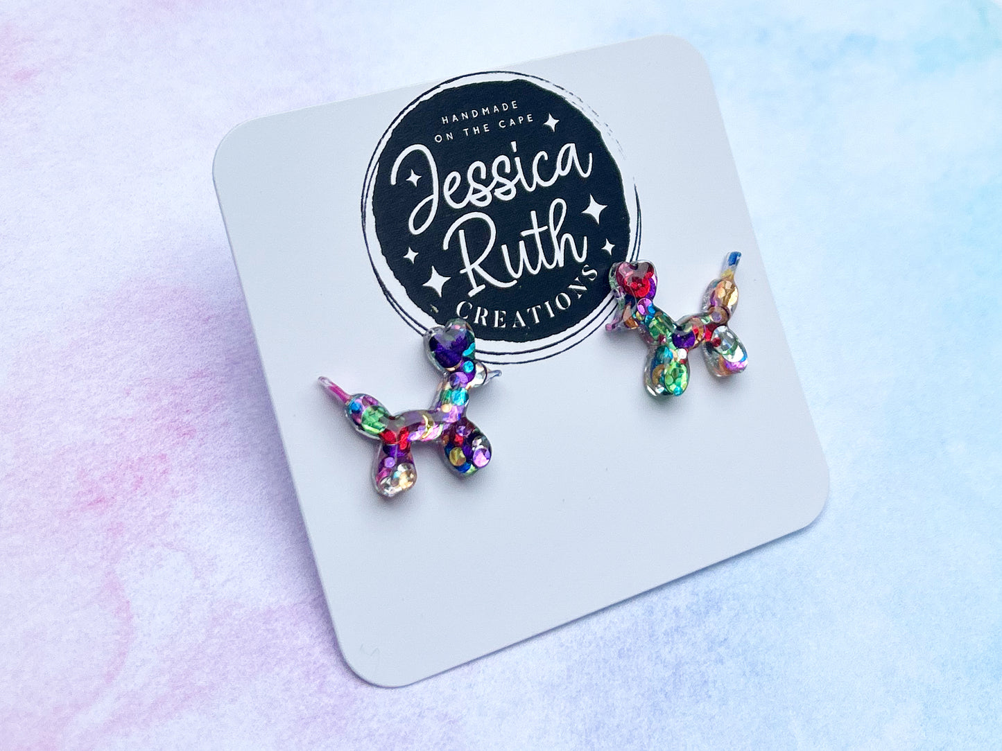 Rainbow Balloon Dog Stud