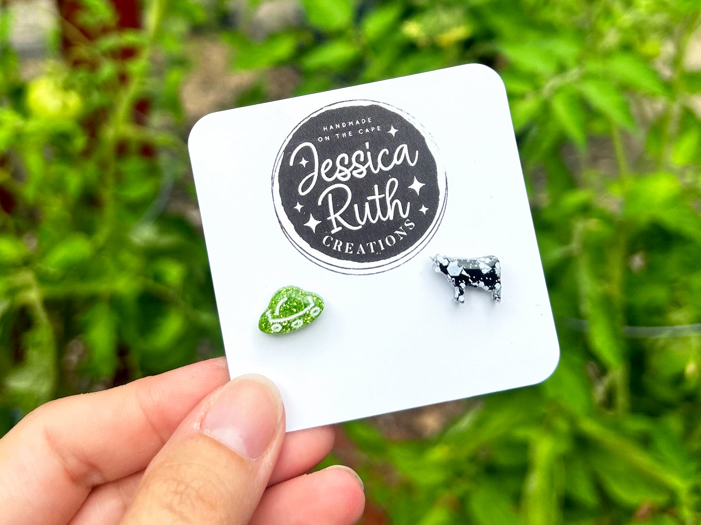 UFO and Cow Stud Earrings