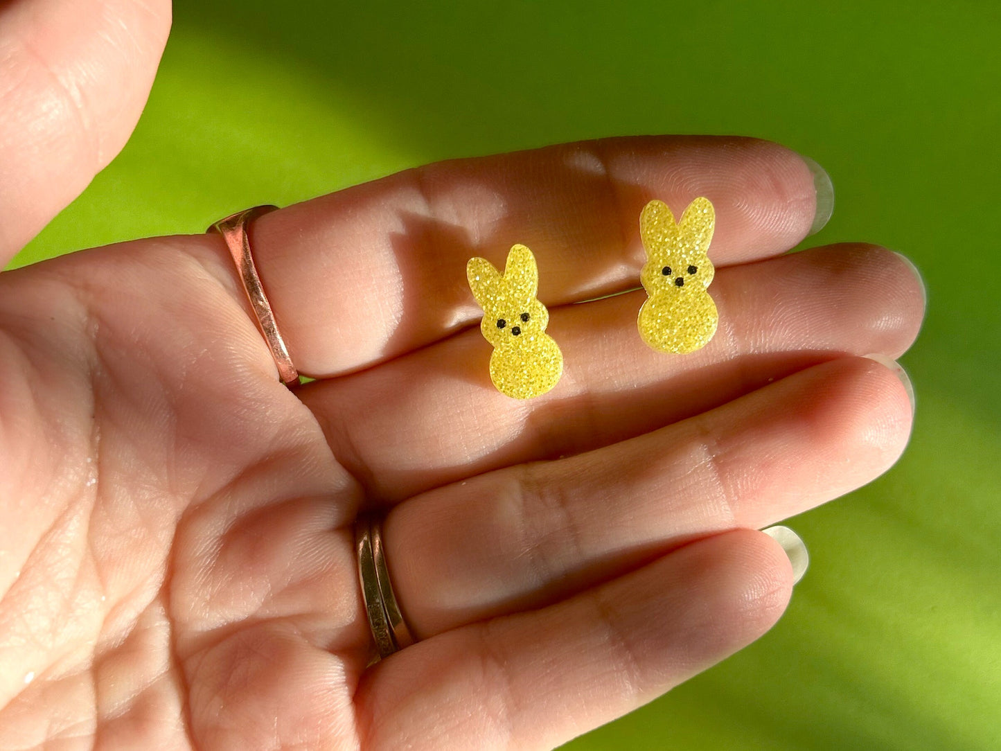 Sparkly Easter Bunny Peep Stud Earrings