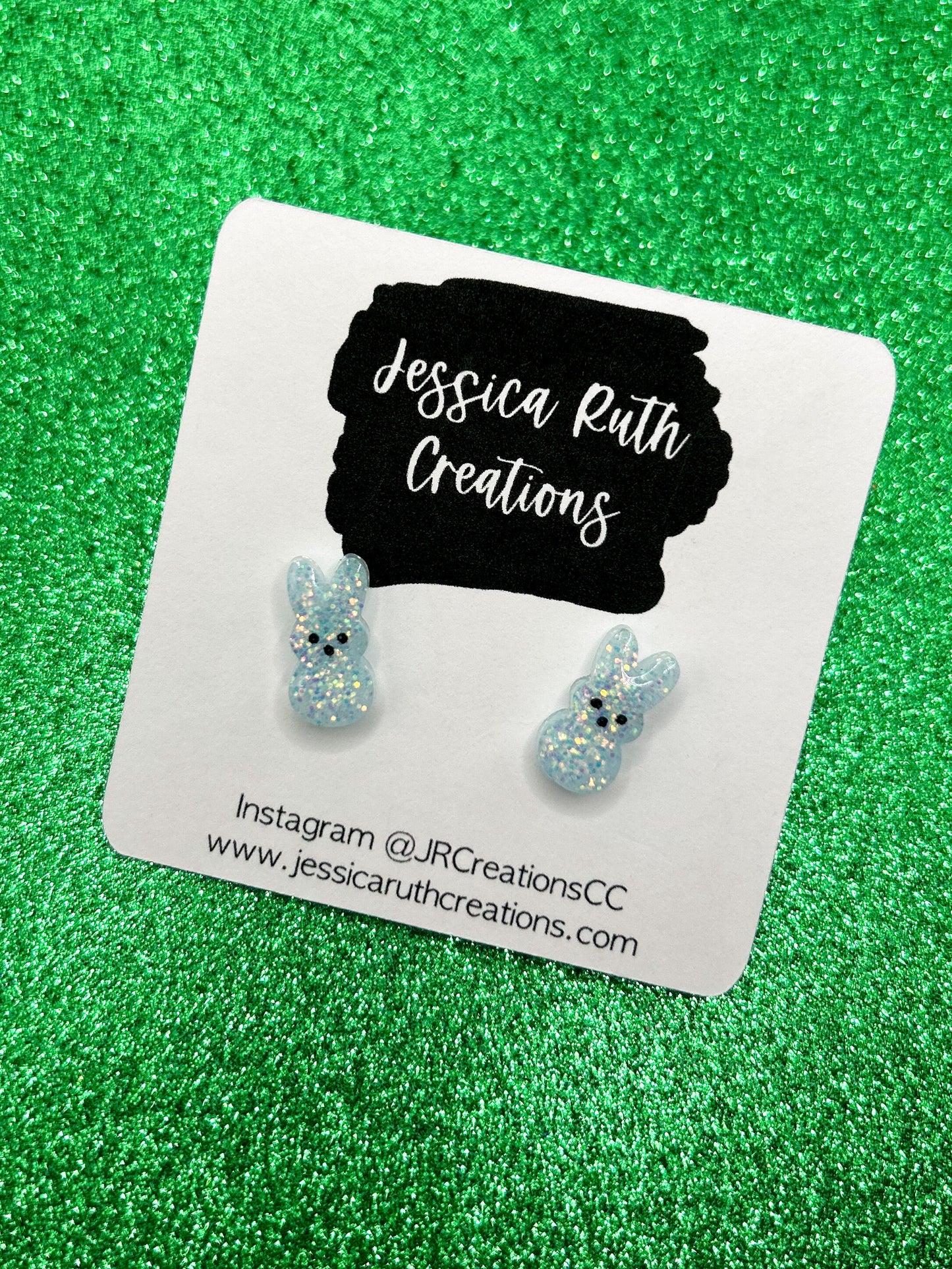 Sparkly Easter Bunny Peep Stud Earrings