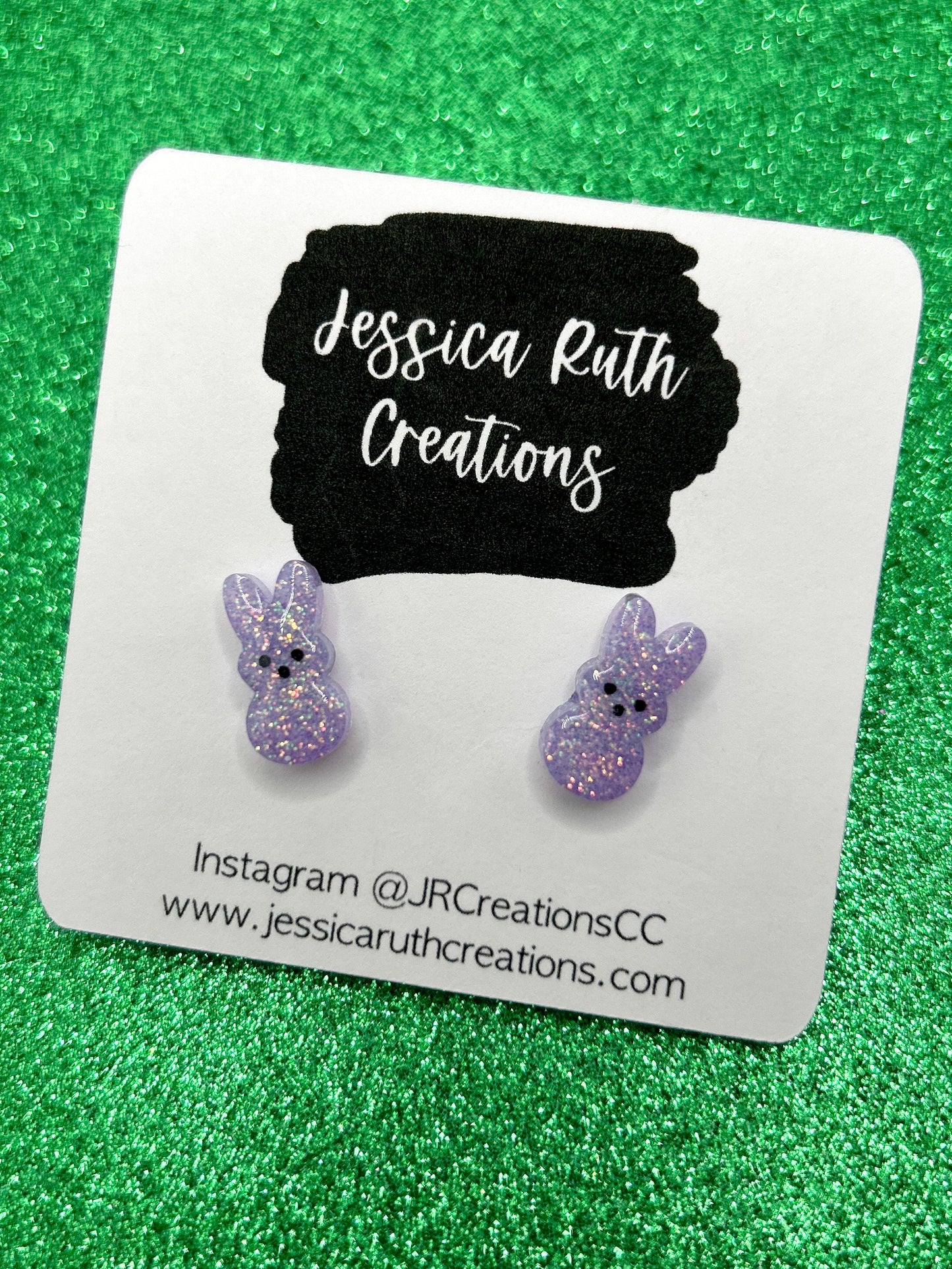 Sparkly Easter Bunny Peep Stud Earrings